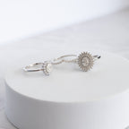Sterling Silver 1ct Moissanite Oval Halo Cluster Flower Ring