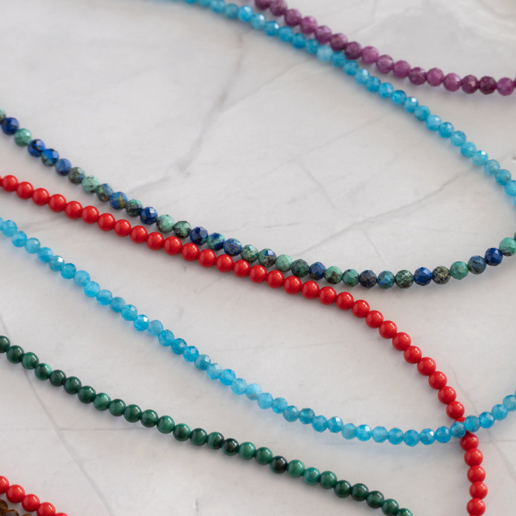 Malachite Gemstone Necklace with Sterling Silver Clasp – 3–4mm | 40–43cm