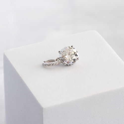 Sterling Silver 3ct Moissanite Solitaire Pendant – 9mm