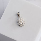 Sterling Silver Teardrop Cluster Moissanite Pendant – 1ct Oval Centre Stone
