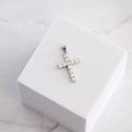 Sterling Silver Moissanite Cross Pendant – 0.32ct Round Brilliant-Cut Stones