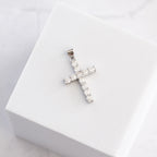 Sterling Silver Moissanite Cross Pendant – 0.68ct Round Brilliant-Cut Stones
