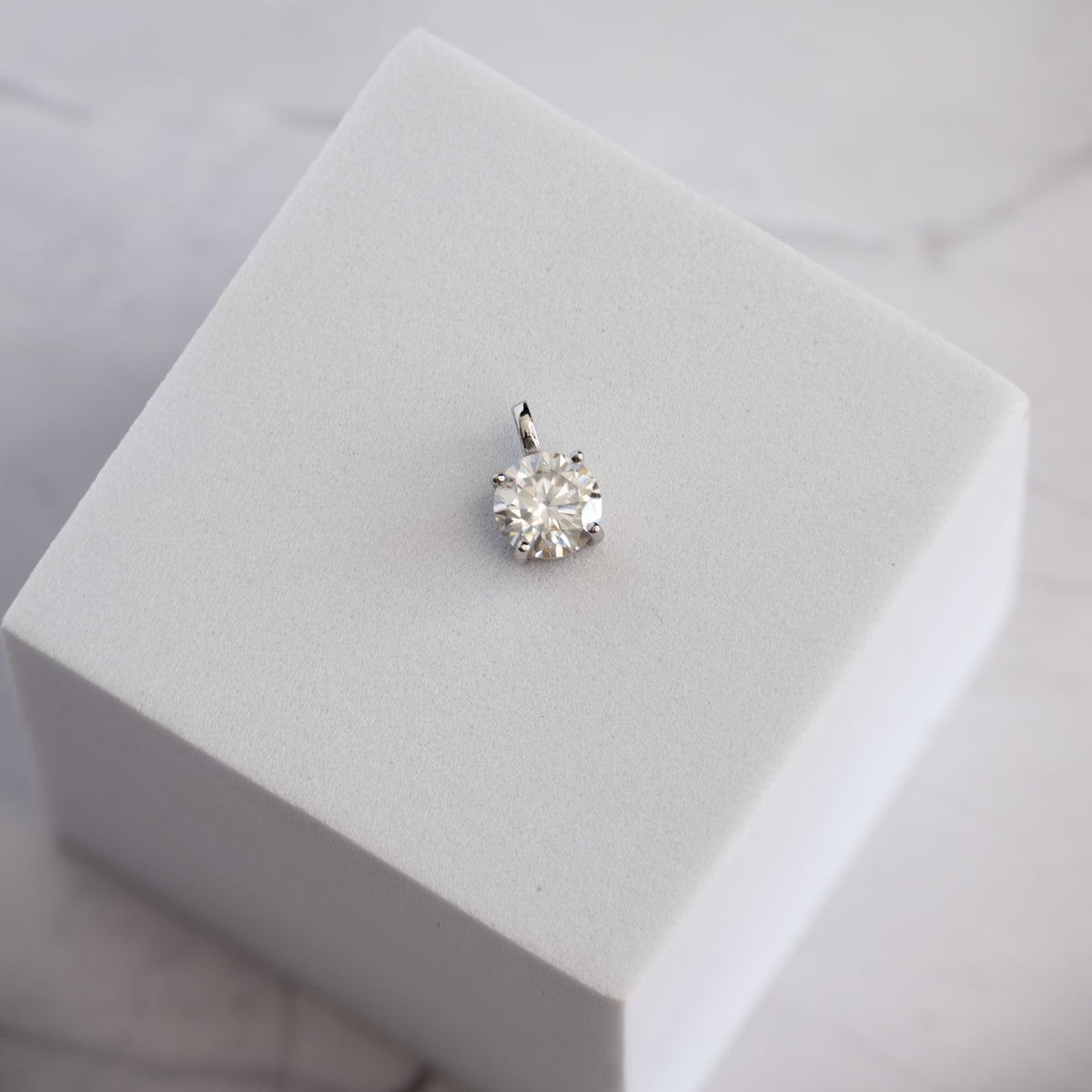 Sterling Silver Classic Solitaire Moissanite Pendant – 1.2ct Round Brilliant Cut