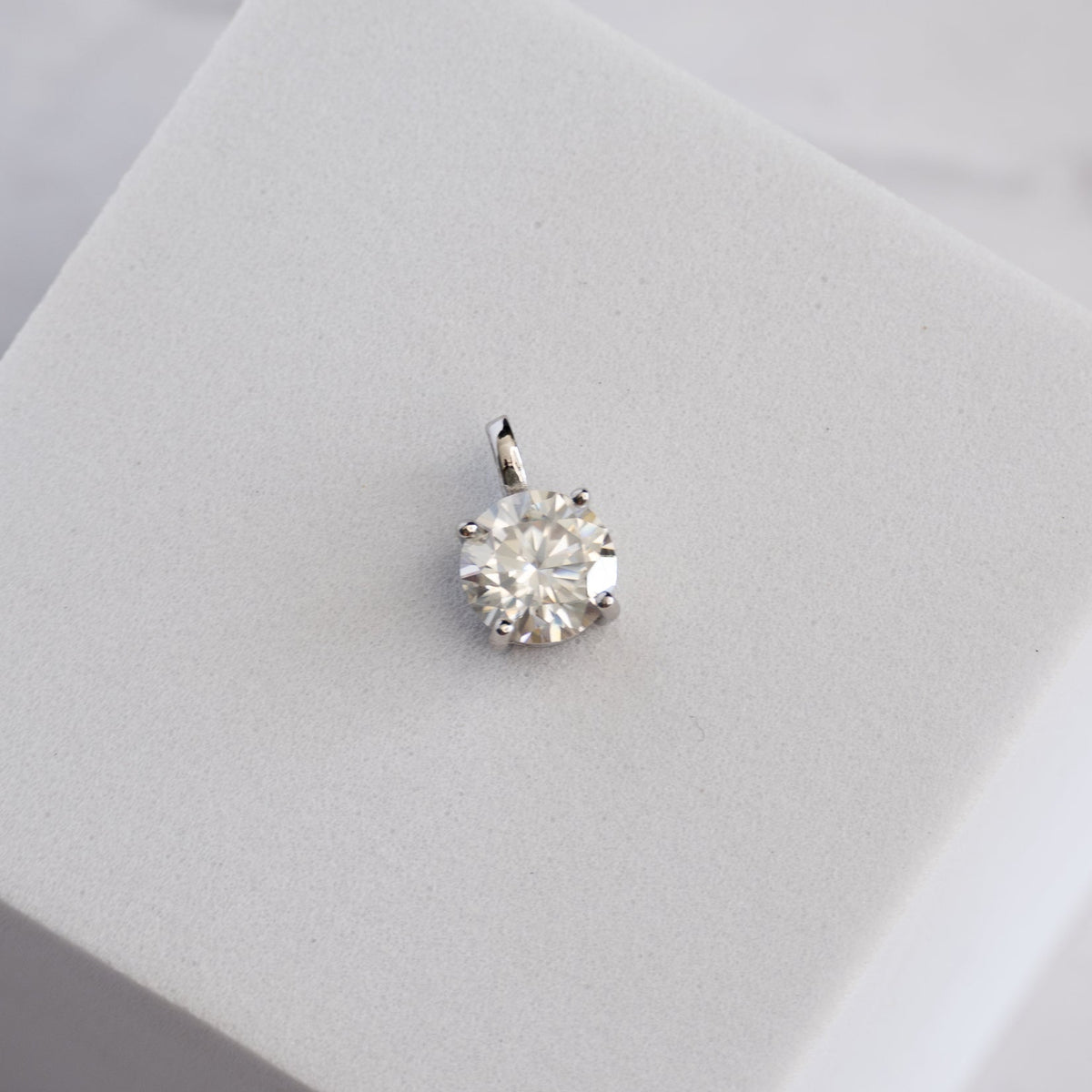 Sterling Silver Classic Solitaire Moissanite Pendant – 1.2ct Round Brilliant Cut