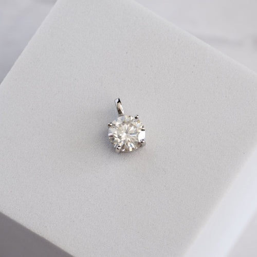Sterling Silver Classic Solitaire Moissanite Pendant – 1.2ct Round Brilliant Cut