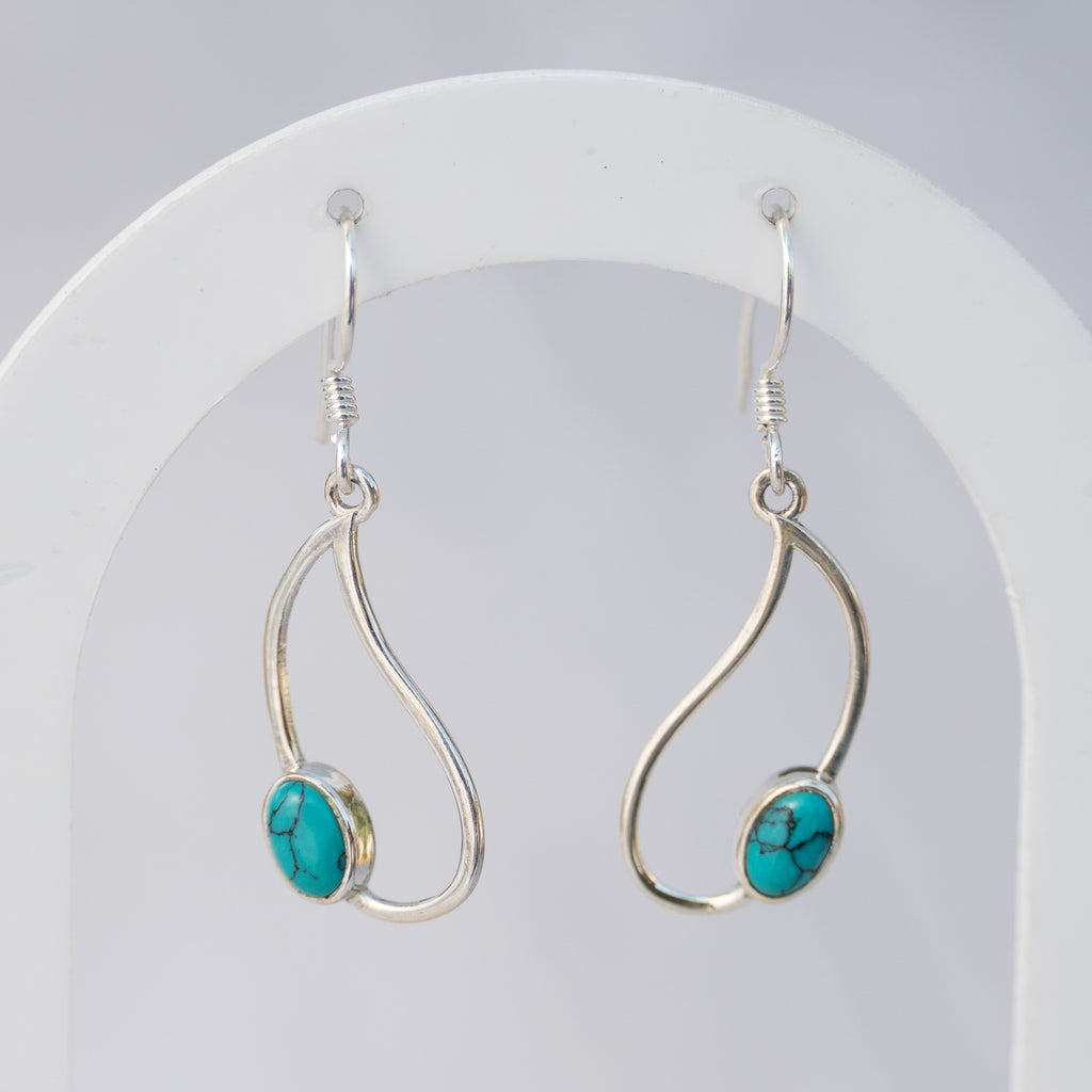 Sterling Silver Turquoise Pear-Shaped Drop Earrings – 25mm
