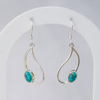 Sterling Silver Turquoise Pear-Shaped Drop Earrings – 25mm - Terciany 