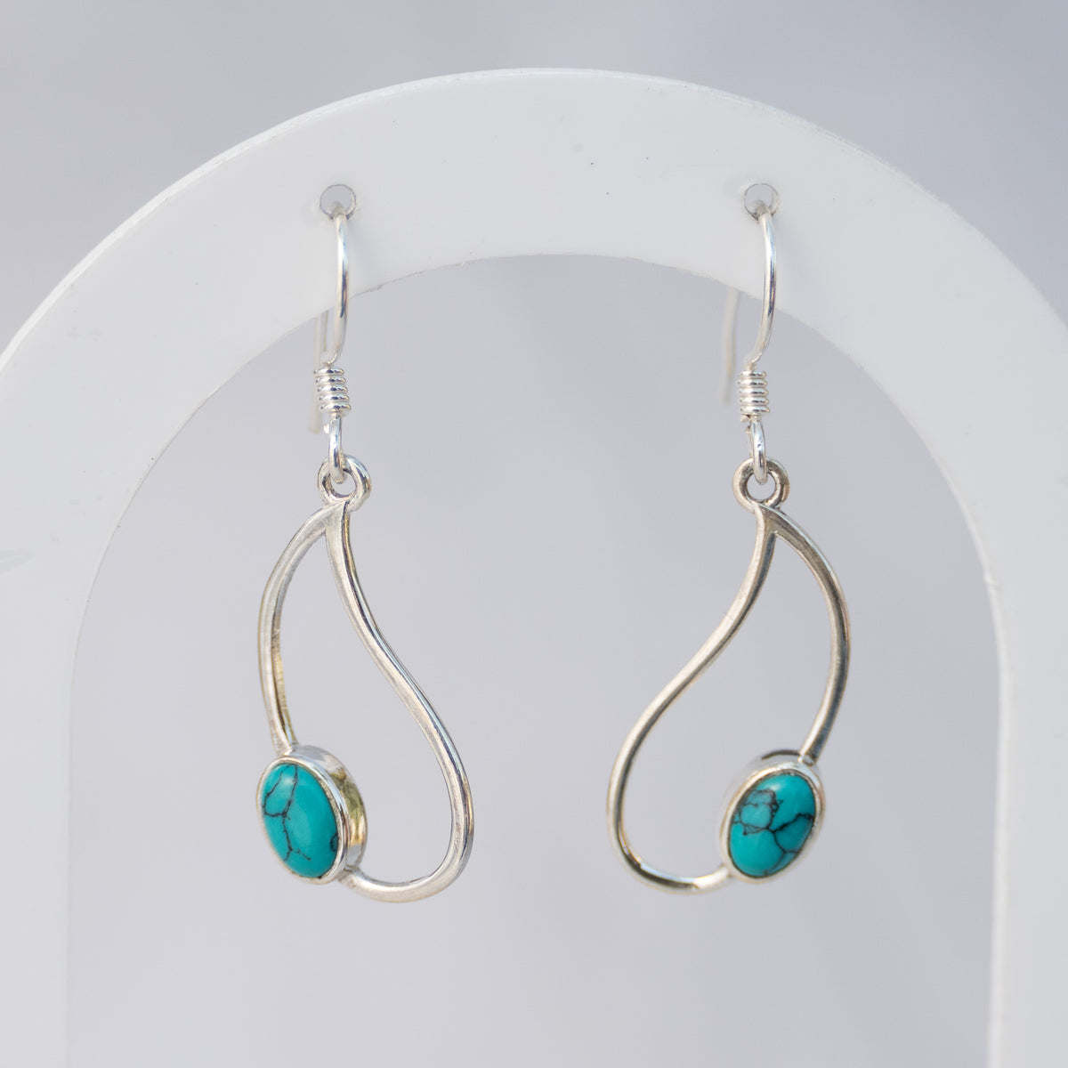 Sterling Silver Turquoise Pear-Shaped Drop Earrings – 25mm