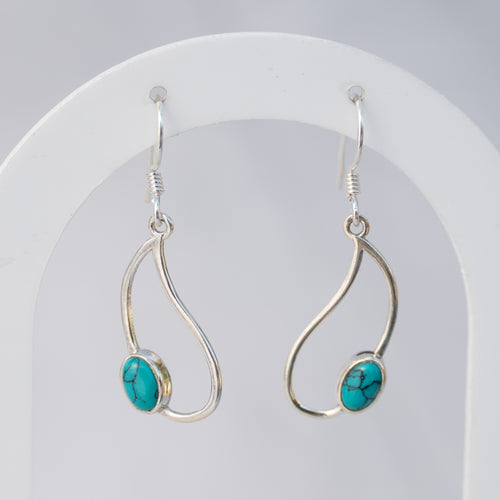Sterling Silver Turquoise Pear-Shaped Drop Earrings – 25mm