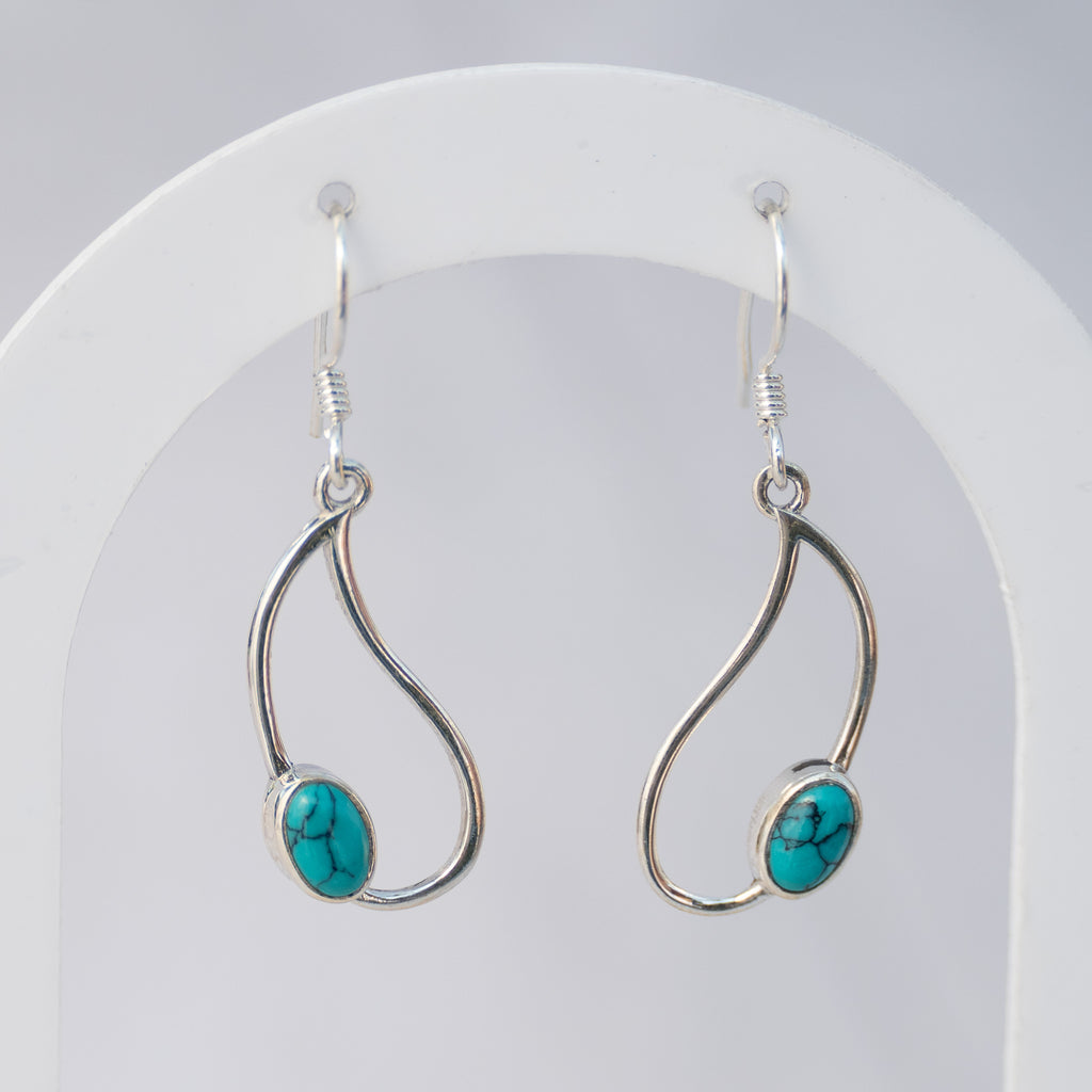 Sterling Silver Turquoise Pear-Shaped Drop Earrings – 25mm
