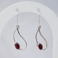 Sterling Silver Ruby Pear-Shaped Drop Earrings – 25mm - Terciany 