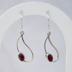 Sterling Silver Ruby Pear-Shaped Drop Earrings – 25mm - Terciany 