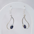 Sterling Silver Sapphire Pear-Shaped Drop Earrings – 25mm - Terciany 