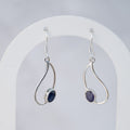 Sterling Silver Sapphire Pear-Shaped Drop Earrings – 25mm - Terciany 