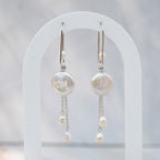 Sterling Silver Freshwater & Coin Pearl Drop Earrings – 70mm - Terciany 