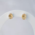 Sterling Silver Citrine Semi-Precious Stone Stud Earrings - Terciany 