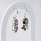 Sterling Silver Tourmaline Flower Drop Earrings – 35mm - Terciany 
