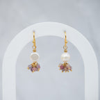 18ct Gold-Plated Sterling Silver Pearl & Tourmaline Drop Earrings – 30mm - Terciany 