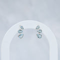 Sterling Silver Blue Topaz Three-Stone Stud Earrings - Terciany 