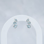 Sterling Silver Blue Topaz Three-Stone Stud Earrings - Terciany 