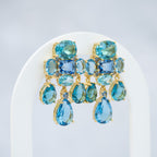 Stainless Steel Blue Cubic Zirconia Drop Earrings – 40mm - Terciany 