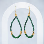 Stainless Steel Malachite Semi-Precious Stone Drop Earrings – 50mm - Terciany 