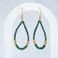 Stainless Steel Malachite Semi-Precious Stone Drop Earrings – 50mm - Terciany 