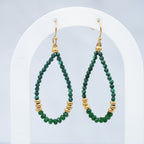 Stainless Steel Malachite Semi-Precious Stone Drop Earrings – 50mm - Terciany 