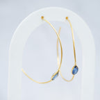18ct Gold-Plated Sterling Silver Tanzanite Hoop Earrings – 50mm - Terciany 
