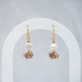 18ct Gold-Plated Sterling Silver Pearl & Tourmaline Drop Earrings – 30mm - Terciany 