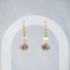 18ct Gold-Plated Sterling Silver Pearl & Tourmaline Drop Earrings – 30mm - Terciany 