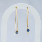 18ct Gold-Plated Sterling Silver Tanzanite Hoop Earrings – 50mm - Terciany 
