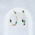 Semi Precious Stones 30 mm Hoop Earrings In Gold Setting - Terciany 