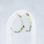 Semi Precious Stones 30 mm Hoop Earrings In Gold Setting - Terciany 
