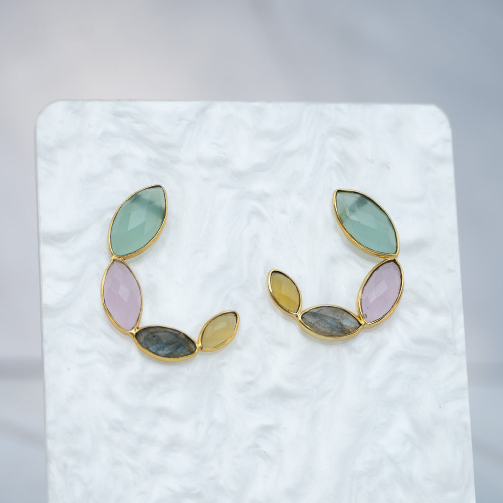 Halfmoon Semi Precious Hoops - Terciany 
