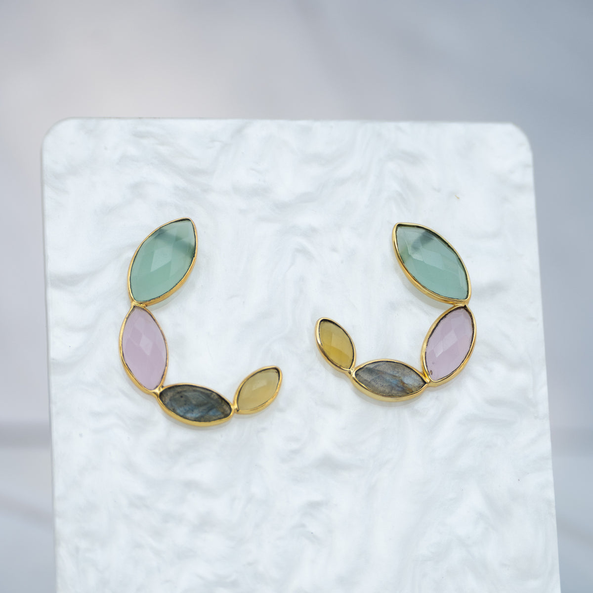 Halfmoon Semi Precious Hoops