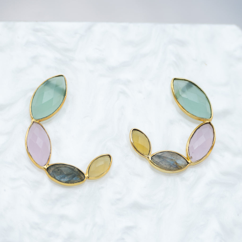 Halfmoon Semi Precious Hoops - Terciany 