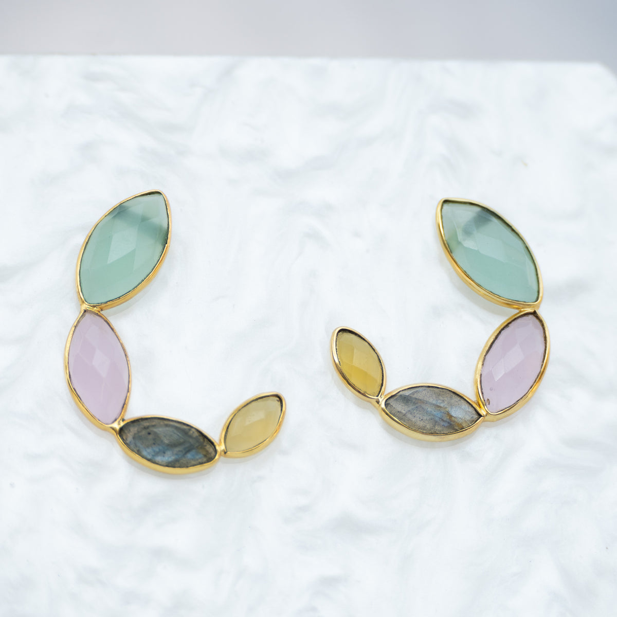 Halfmoon Semi Precious Hoops