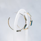Sterling Silver Blue Semi-Precious Stone Hoop Earrings – 35mm