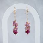 18ct Gold-Plated Sterling Silver Tourmaline & Agate Drop Earrings – 50mm - Terciany 