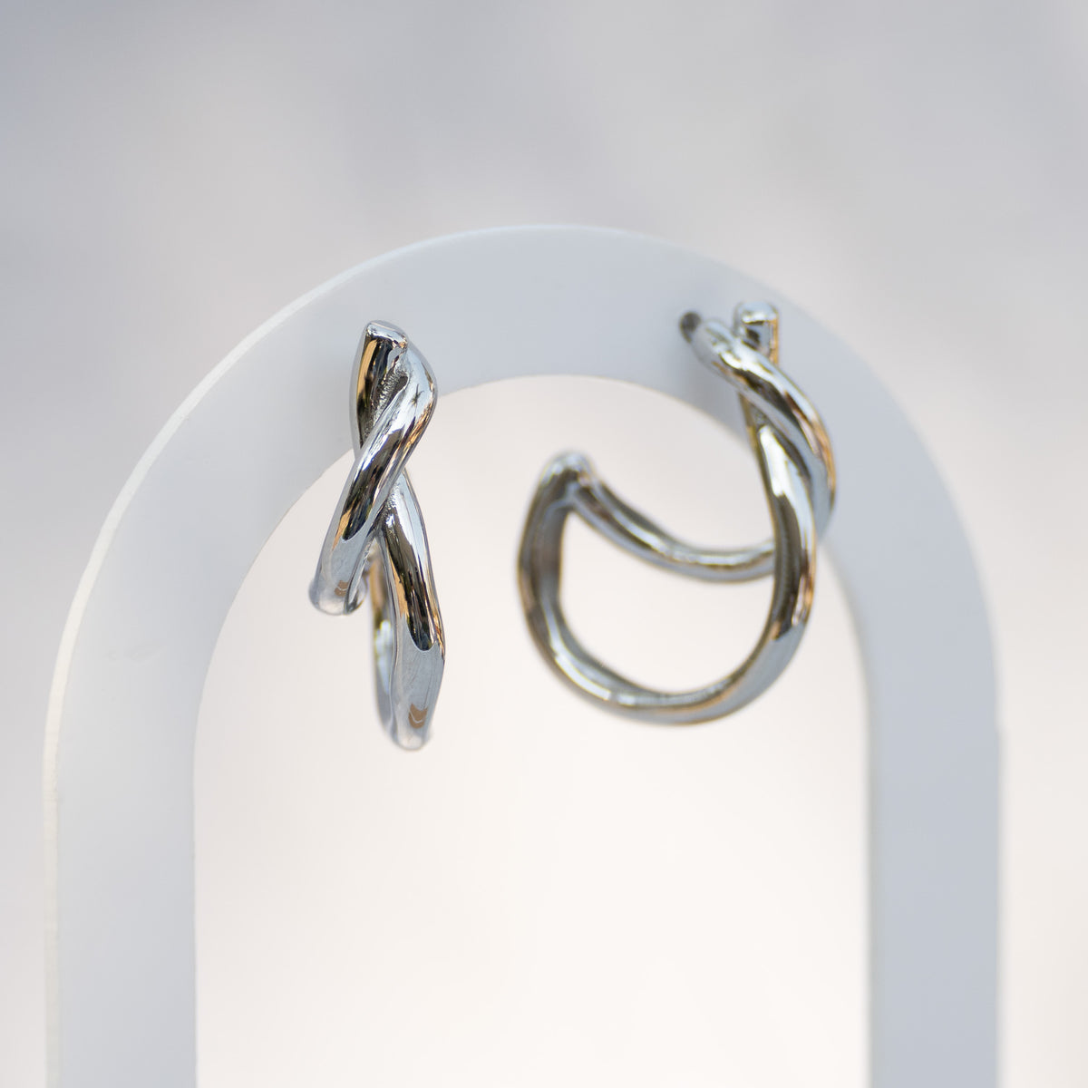 Sterling Silver Solid Hoop Drop Earrings – 30 x 22mm