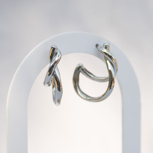 Sterling Silver Solid Hoop Drop Earrings – 30 x 22mm