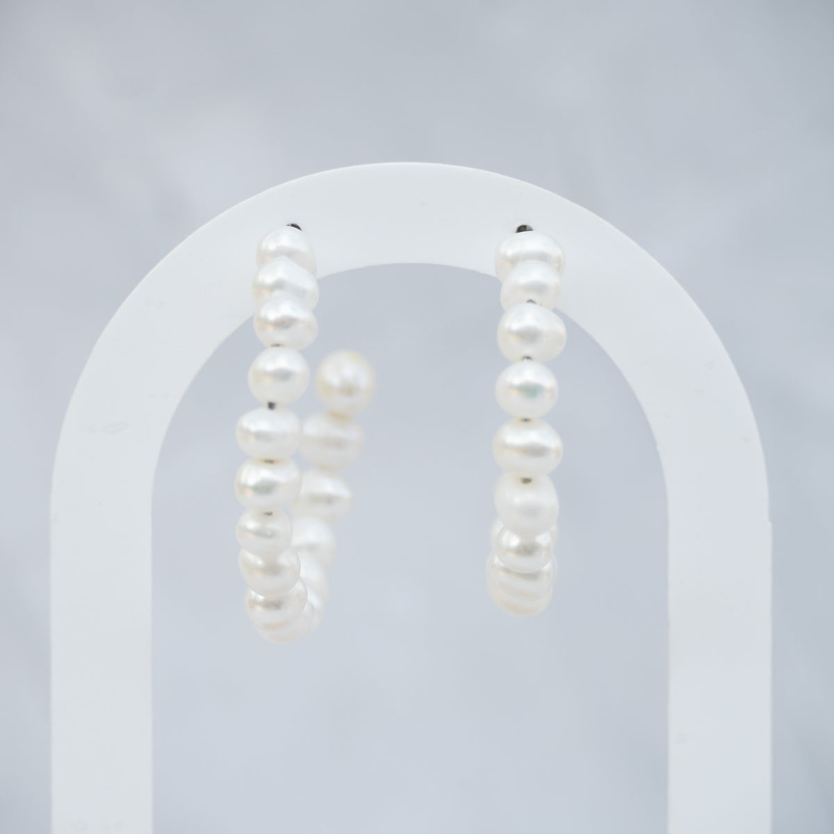 Sterling Silver Freshwater Pearl Hoop Earrings – 40mm