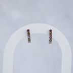 Sterling Silver Tourmaline Five-Stone Stud Earrings – 15mm - Terciany 