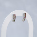 Sterling Silver Tourmaline Five-Stone Stud Earrings – 15mm - Terciany 