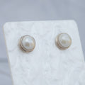 13mm White Mabe Stud Earrings