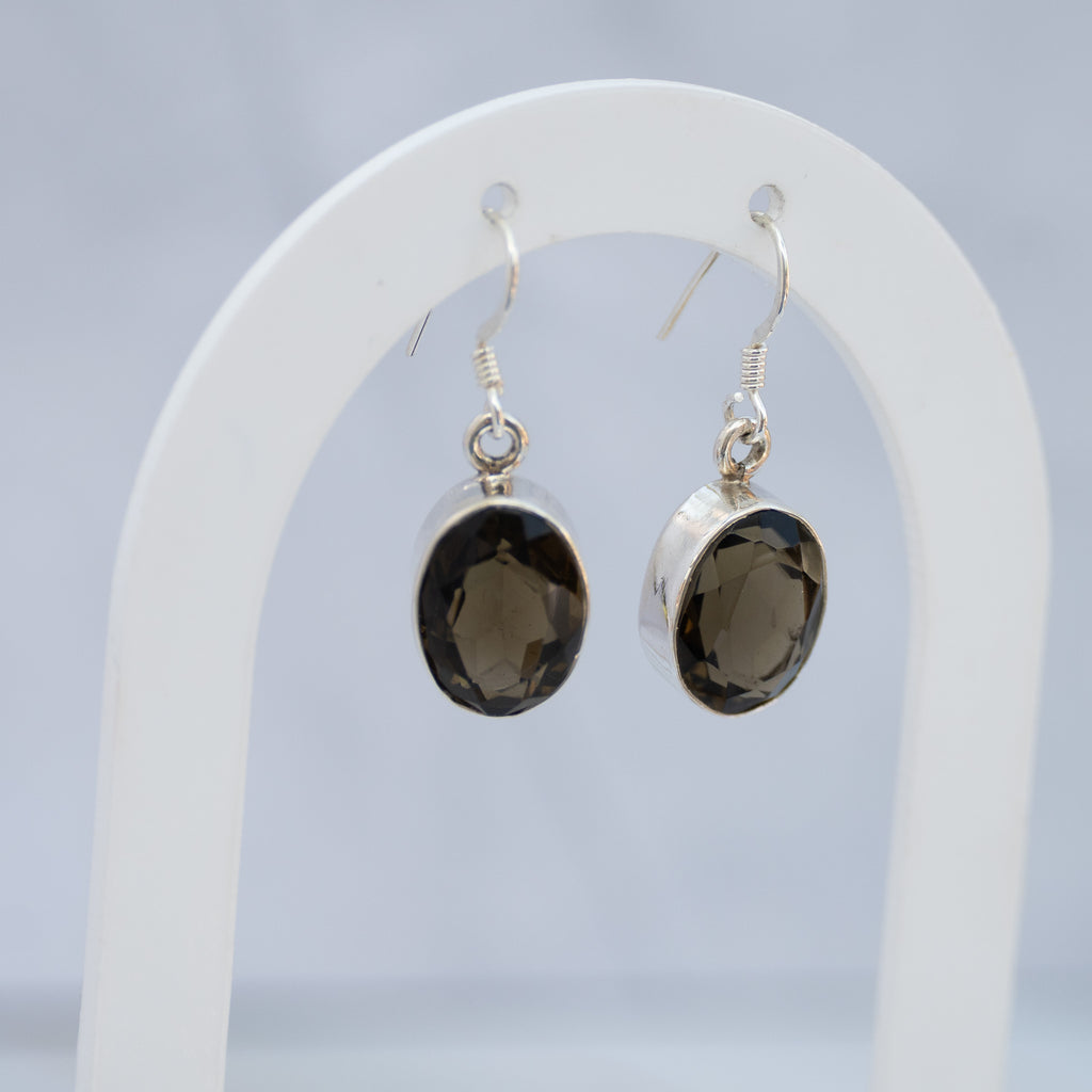 Sterling Silver Smoky Topaz Drop Earrings – 35mm