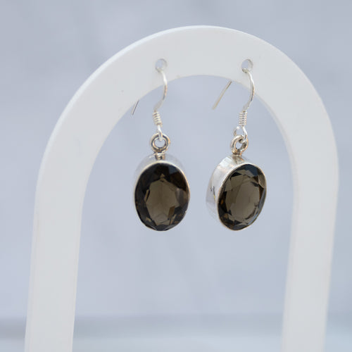 Sterling Silver Smoky Topaz Drop Earrings – 35mm