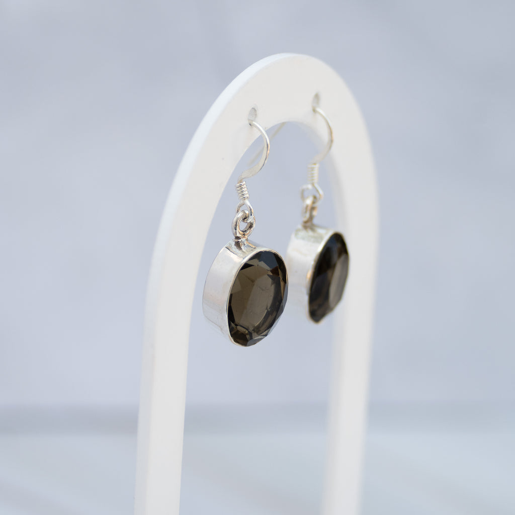 Sterling Silver Smoky Topaz Drop Earrings – 35mm