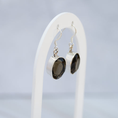Sterling Silver Smoky Topaz Drop Earrings – 35mm
